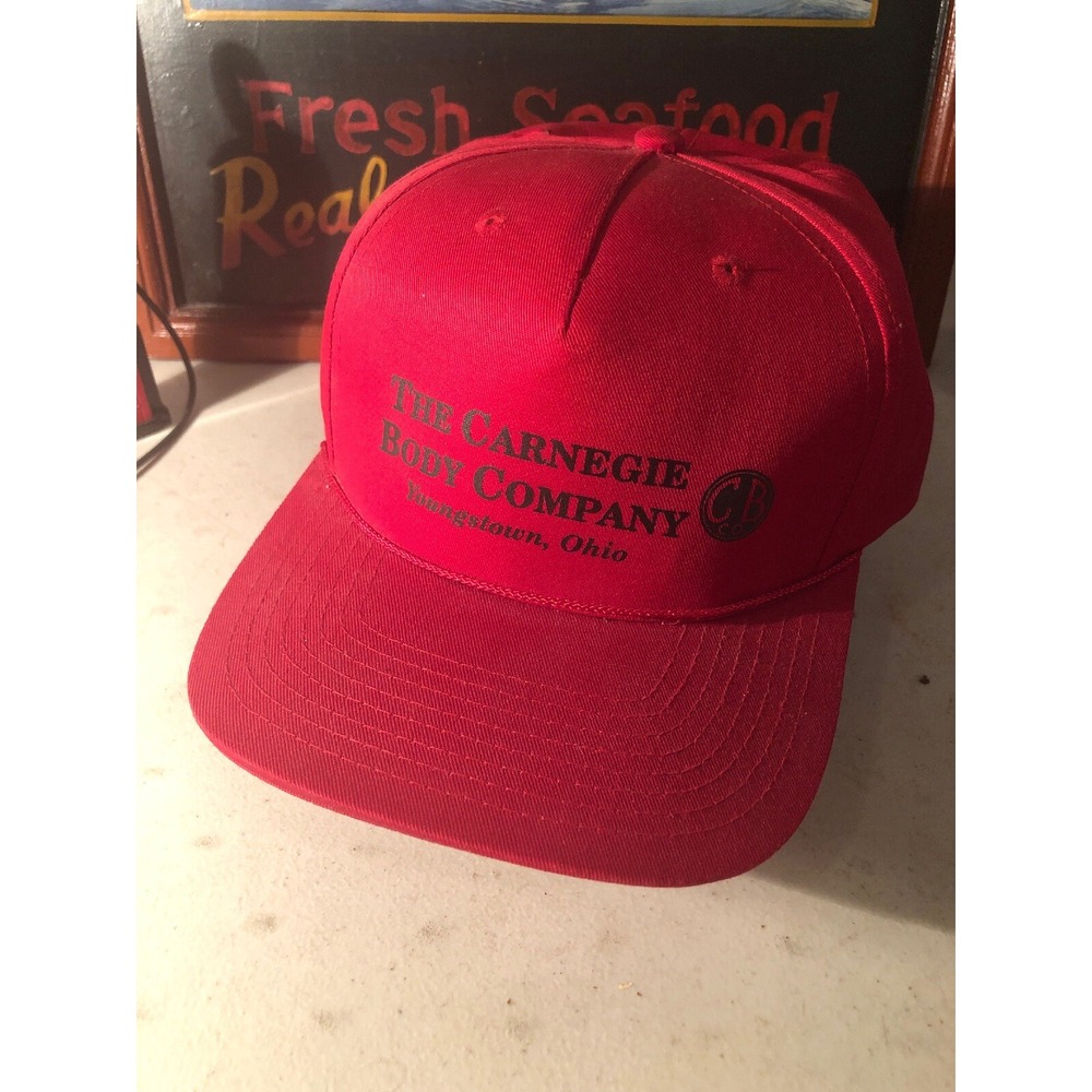 Vintage The Carnegie Body Company Trucker Snapback Hat Firestone Youngstown Ohio